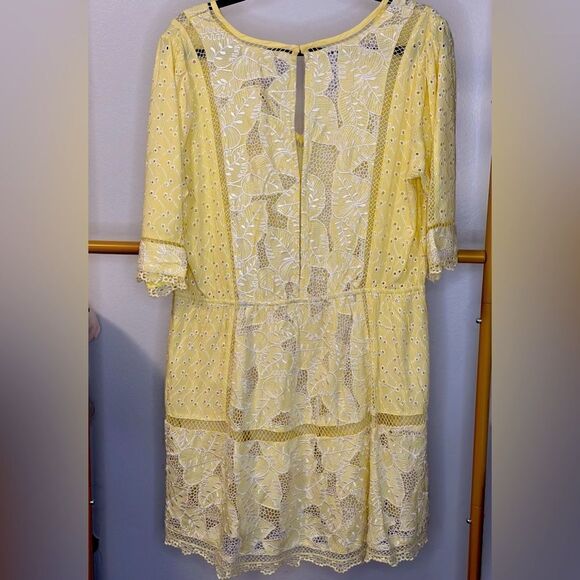 LoveShackFancy Jobelle Crochet-Trimmed Broderie Anglaise Mini Dress in Yellow - Picture 5 of 10